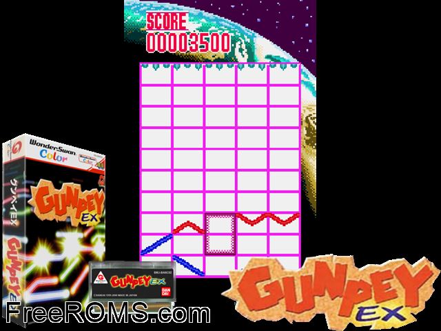 GunPey Ex (J) [!] Wonderswan game showing 3D box cover and gameplay screenshot